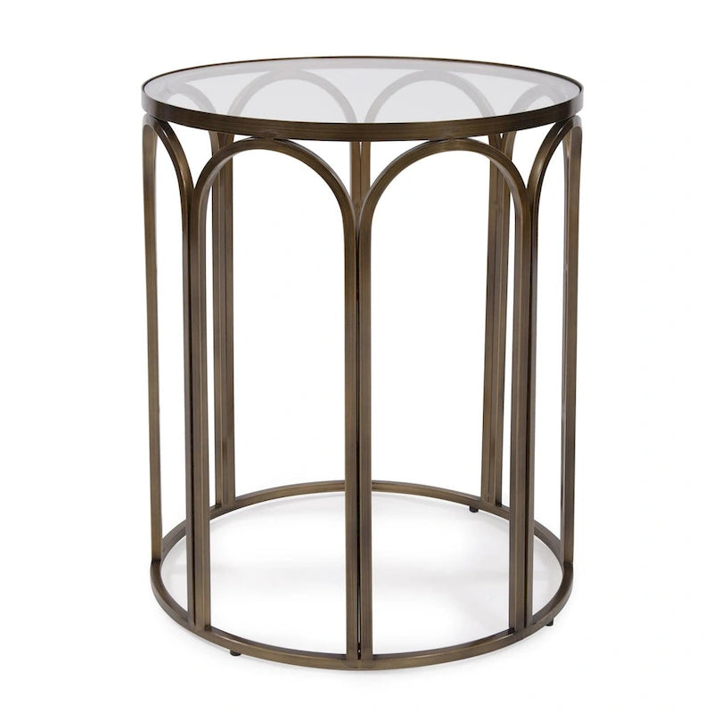 Allan Andrews Round Brass Metal Side and Accent Table - 24H x 20D x 20W