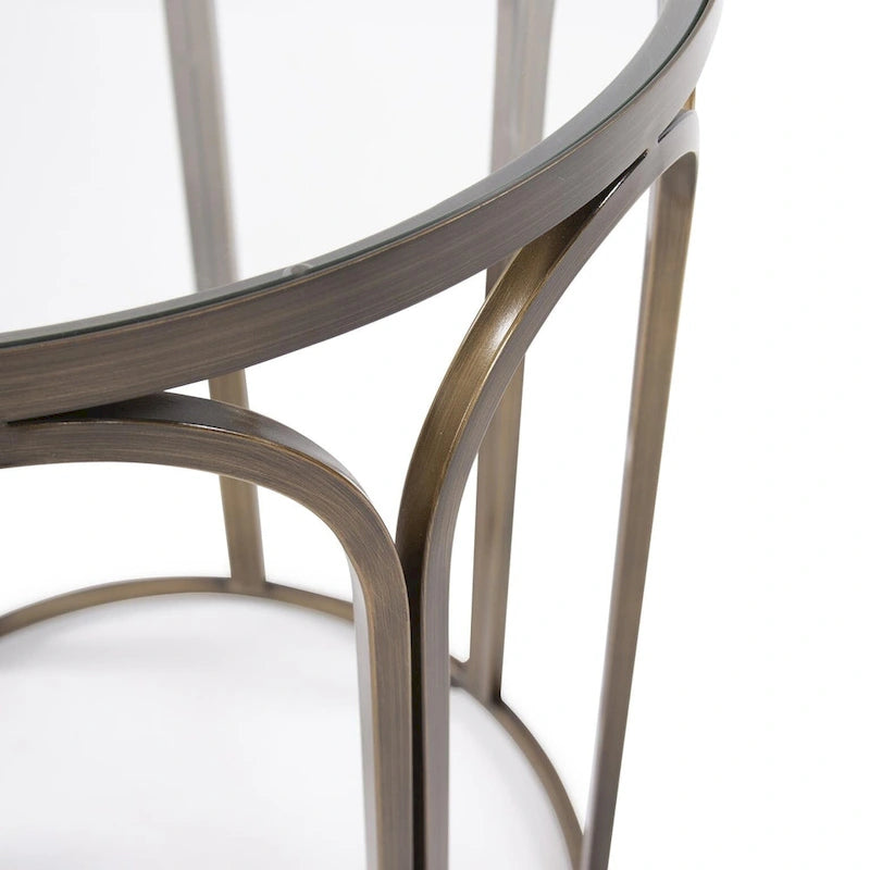 Allan Andrews Round Brass Metal Side and Accent Table - 24H x 20D x 20W