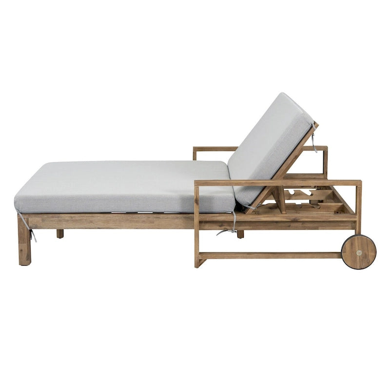 1-Piece Farmhouse-styled Wooden Outdoor Sunbed