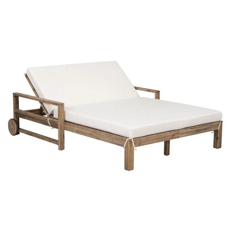 1-Piece Farmhouse-styled Wooden Outdoor Sunbed