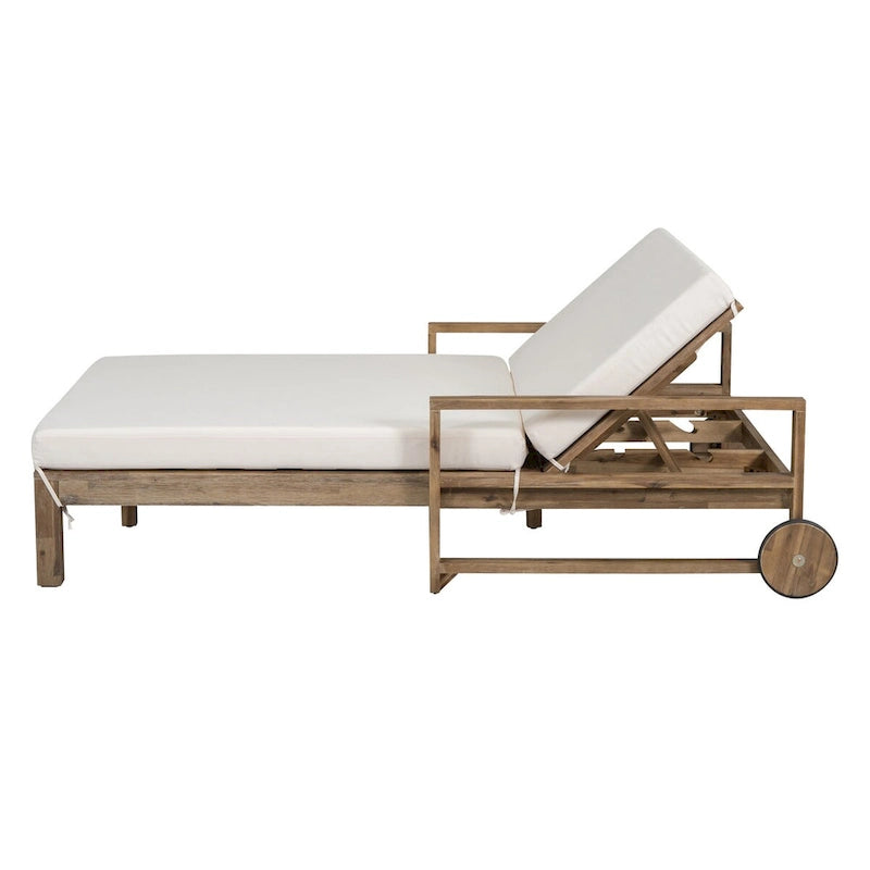 1-Piece Farmhouse-styled Wooden Outdoor Sunbed