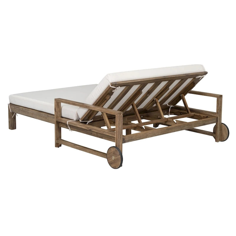 1-Piece Farmhouse-styled Wooden Outdoor Sunbed