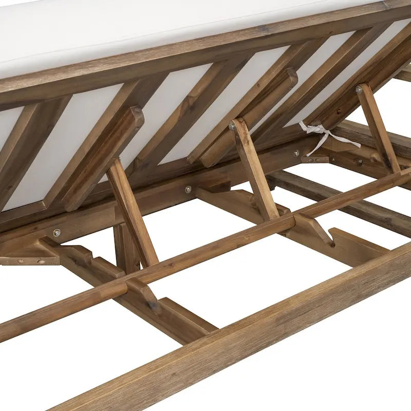 1-Piece Farmhouse-styled Wooden Outdoor Sunbed