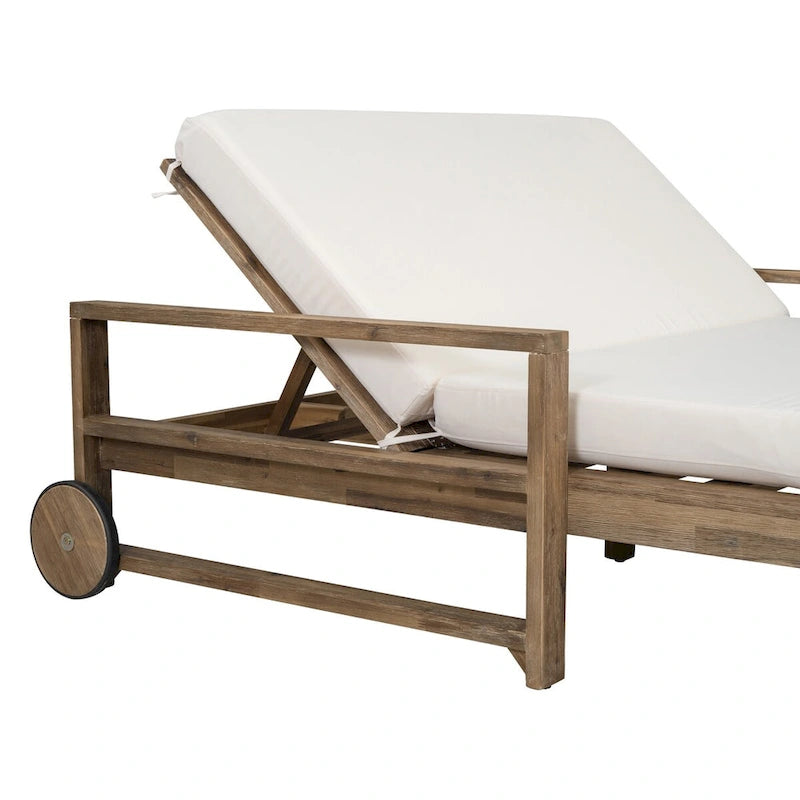 1-Piece Farmhouse-styled Wooden Outdoor Sunbed
