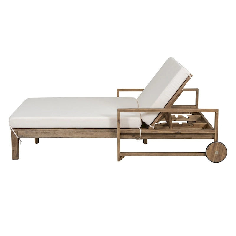 1-Piece Farmhouse-styled Wooden Outdoor Sunbed