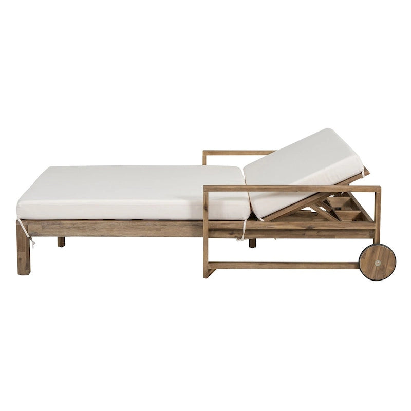 1-Piece Farmhouse-styled Wooden Outdoor Sunbed