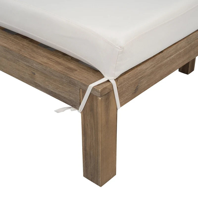 1-Piece Farmhouse-styled Wooden Outdoor Sunbed