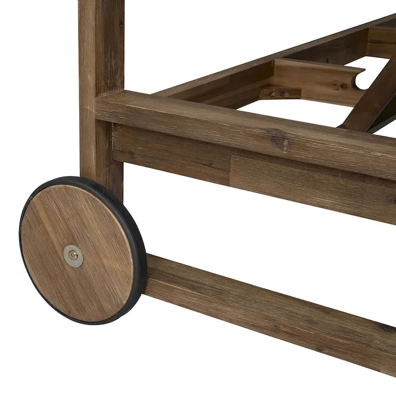 1-Piece Farmhouse-styled Wooden Outdoor Sunbed