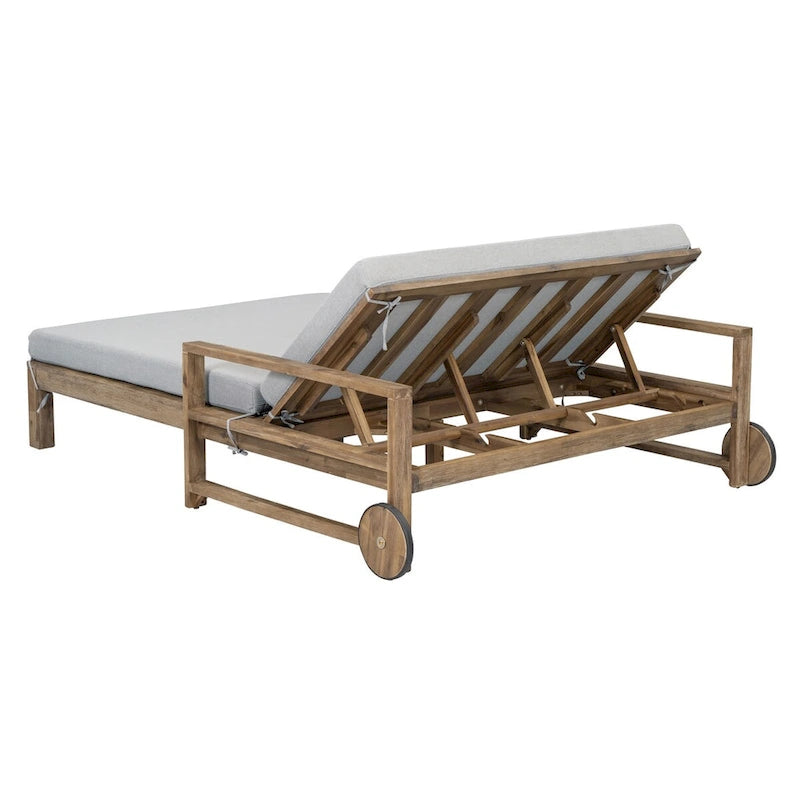 1-Piece Farmhouse-styled Wooden Outdoor Sunbed