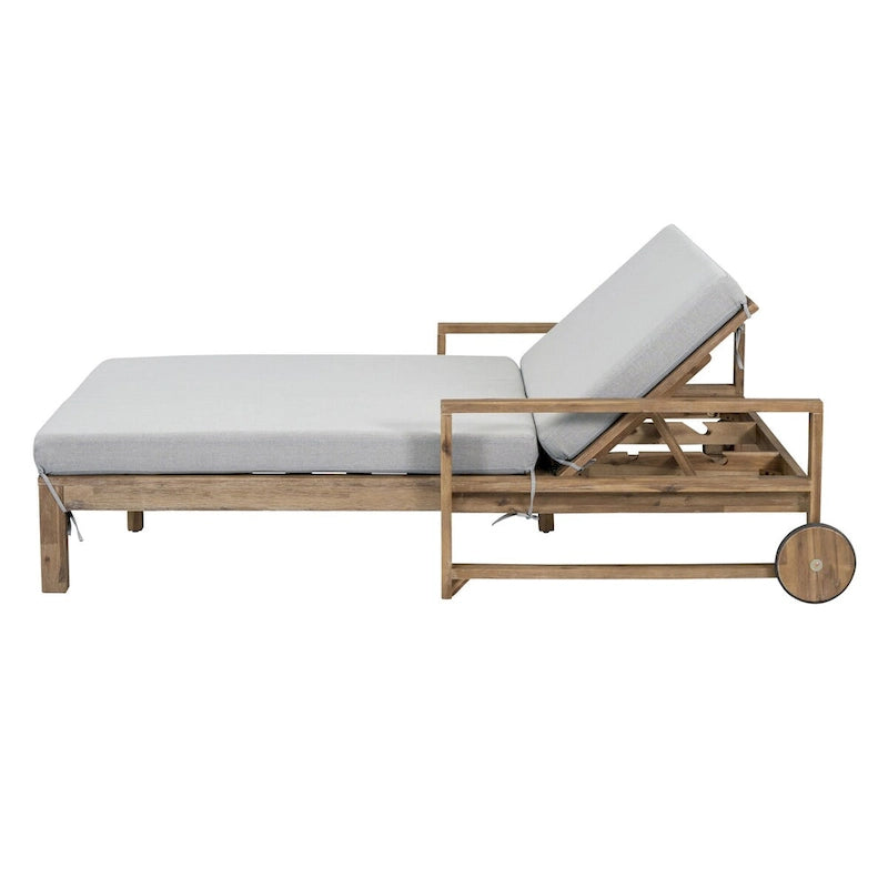 1-Piece Farmhouse-styled Wooden Outdoor Sunbed