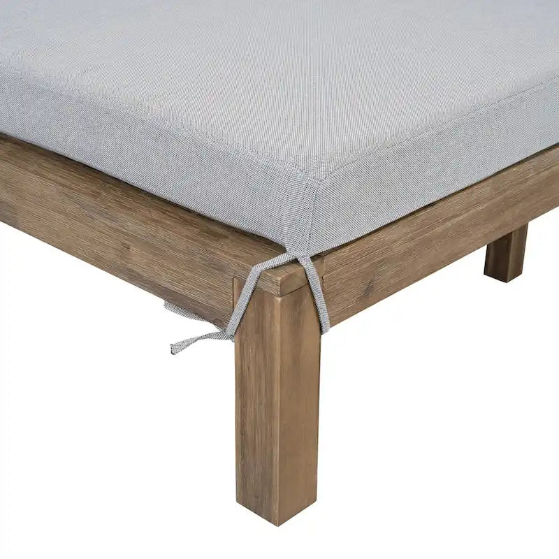 1-Piece Farmhouse-styled Wooden Outdoor Sunbed