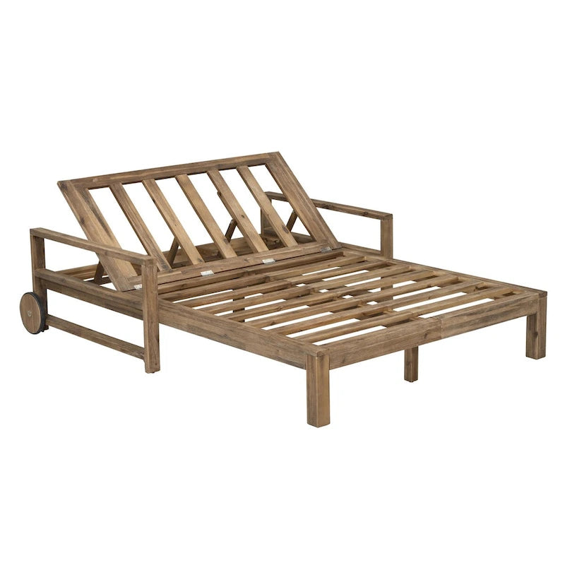 1-Piece Farmhouse-styled Wooden Outdoor Sunbed