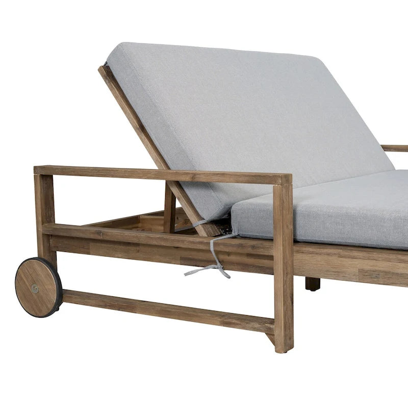 1-Piece Farmhouse-styled Wooden Outdoor Sunbed