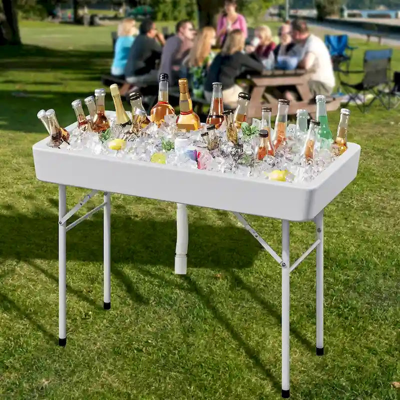Party Ice Folding Table Plastic Picnic Table with Matching Skirt