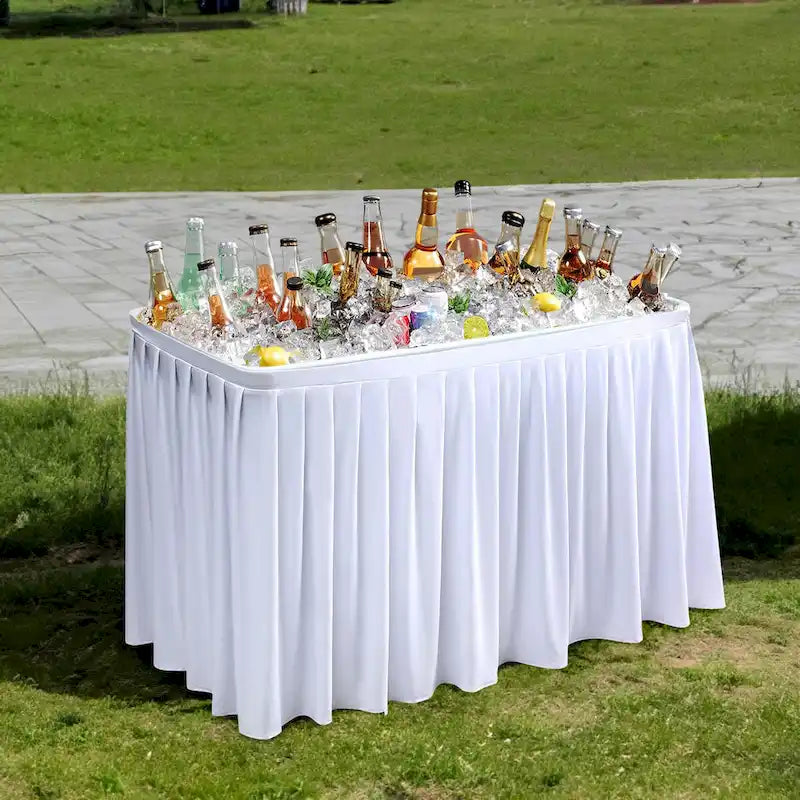 Party Ice Folding Table Plastic Picnic Table with Matching Skirt