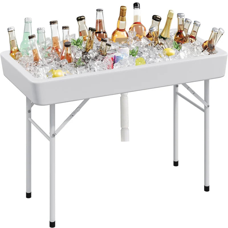 Party Ice Folding Table Plastic Picnic Table with Matching Skirt