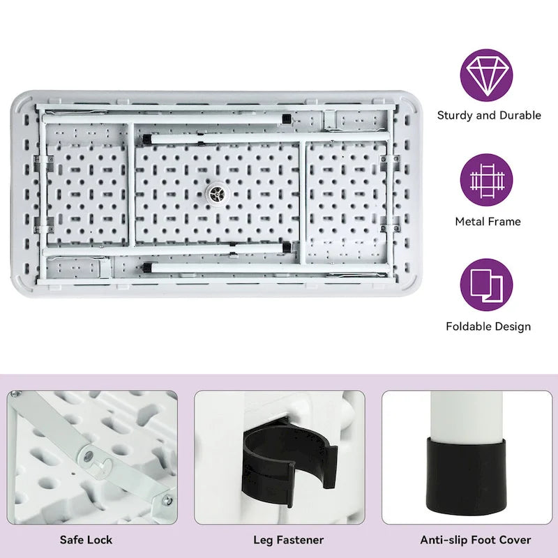 Party Ice Folding Table Plastic Picnic Table with Matching Skirt