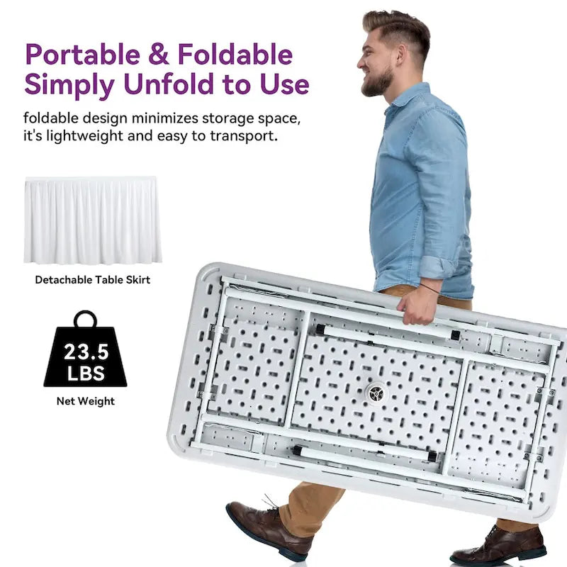 Party Ice Folding Table Plastic Picnic Table with Matching Skirt