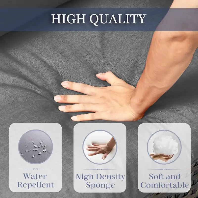 Patio Rocking Chair with 3-seat Sofa and Ottomans - Brown