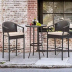 3-Piece Outdoor Wicker Patio Bar Stools with Table Set