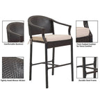 3-Piece Outdoor Wicker Patio Bar Stools with Table Set