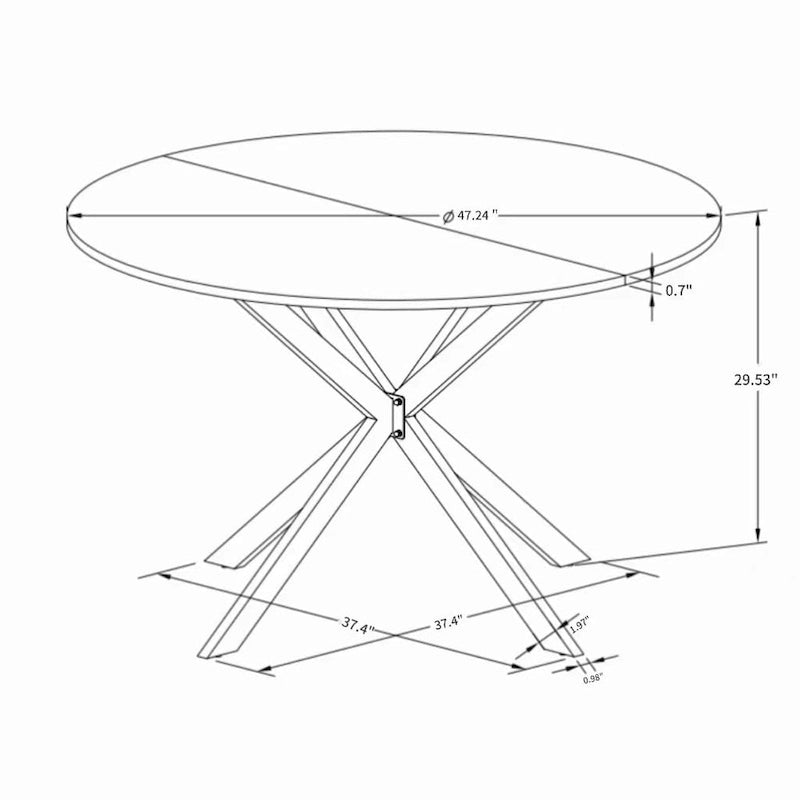 47.24 Modern Cross Leg Round Dining Table