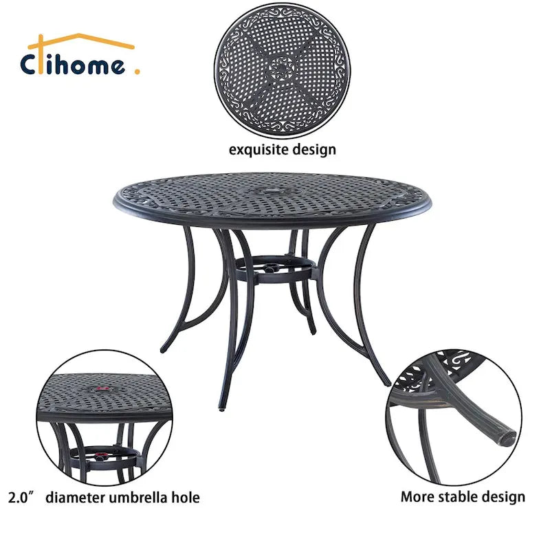 3 Piece Outdoor Cast Aluminum Dining Set with 2 Dining Chairs