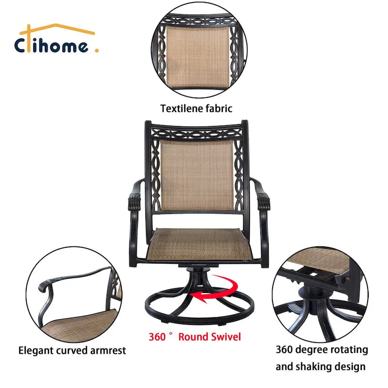 3 Piece Outdoor Cast Aluminum Dining Set with 2 Dining Chairs