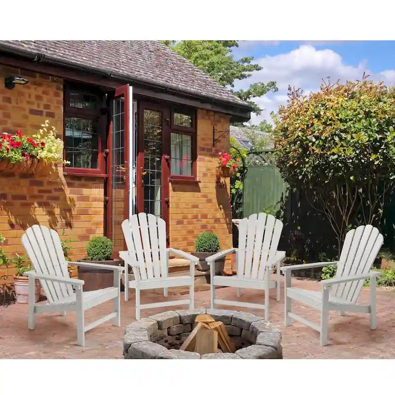 Vrakae 4 Pcs Patio HDPE All-Weather Stacking Adirondack Chair