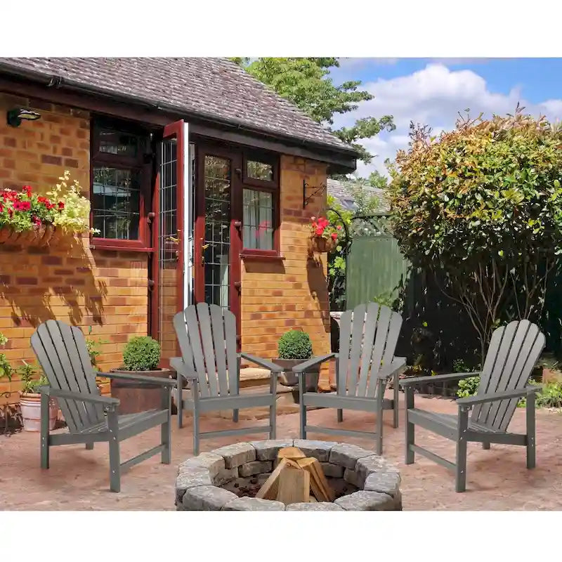 Vrakae 4 Pcs Patio HDPE All-Weather Stacking Adirondack Chair