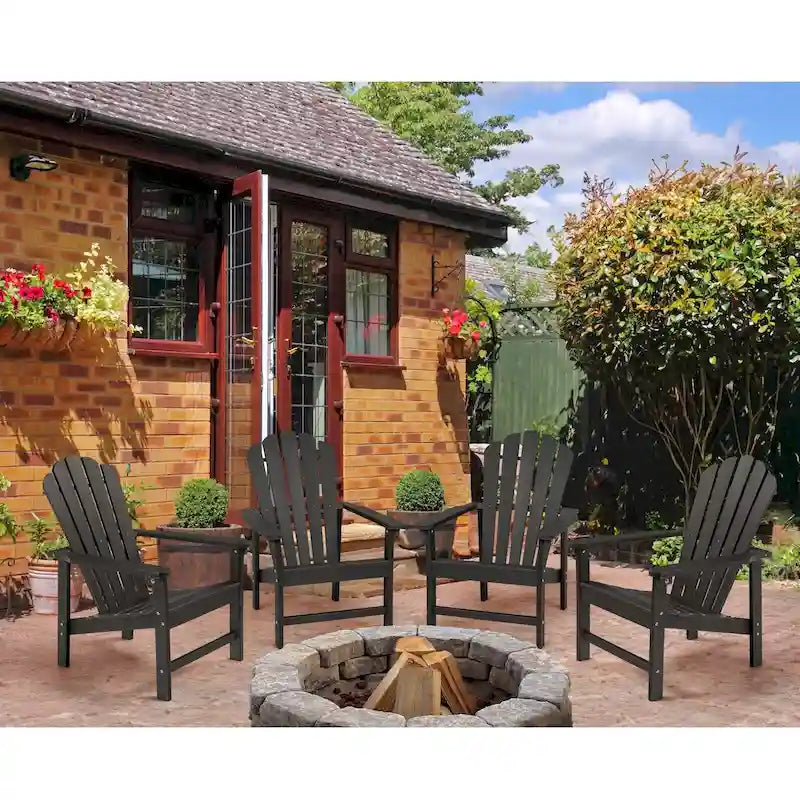 Vrakae 4 Pcs Patio HDPE All-Weather Stacking Adirondack Chair