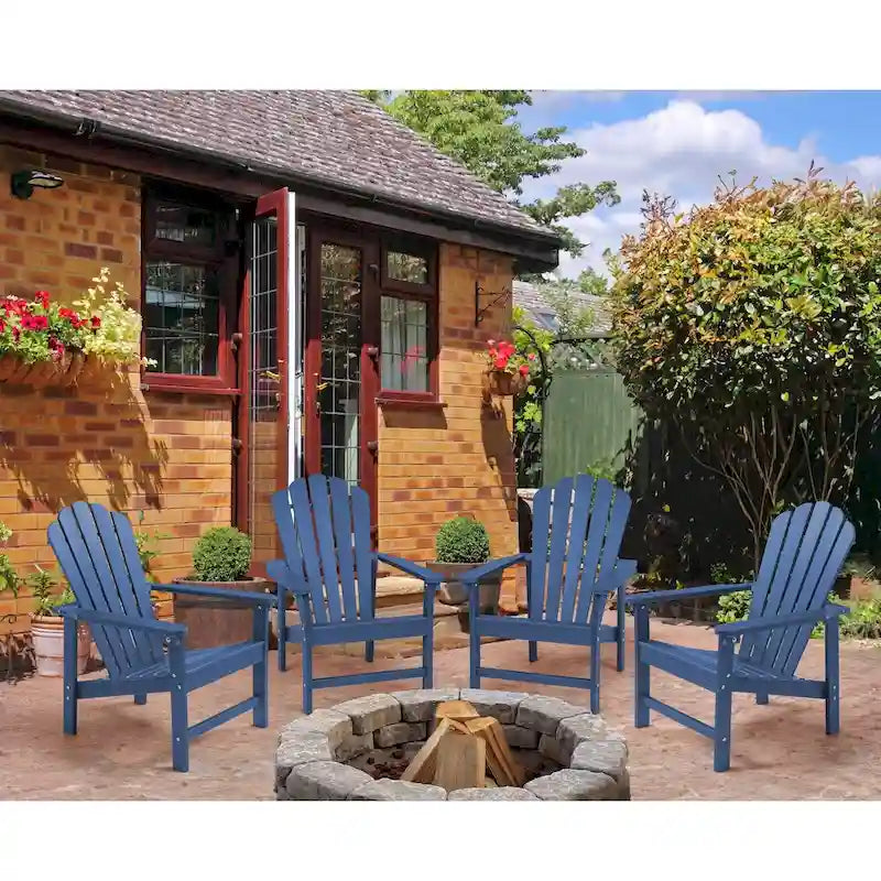Vrakae 4 Pcs Patio HDPE All-Weather Stacking Adirondack Chair