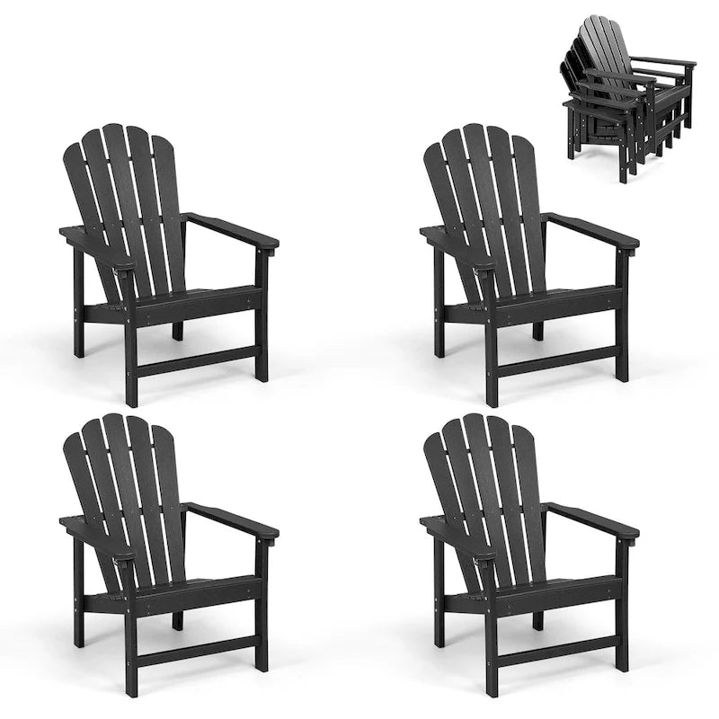 Vrakae 4 Pcs Patio HDPE All-Weather Stacking Adirondack Chair