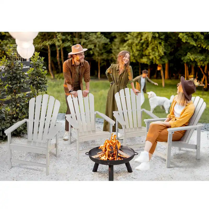 Vrakae 4 Pcs Patio HDPE All-Weather Stacking Adirondack Chair