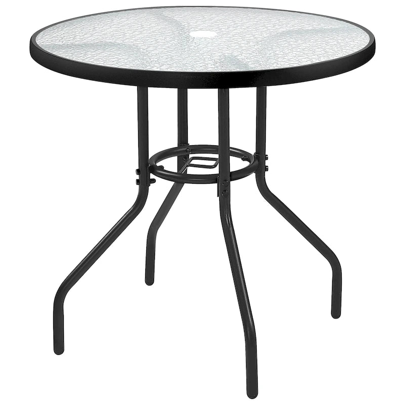 Yaheetech 31.5 Bistro Table Tempered Glass Top with Umbrella Hole