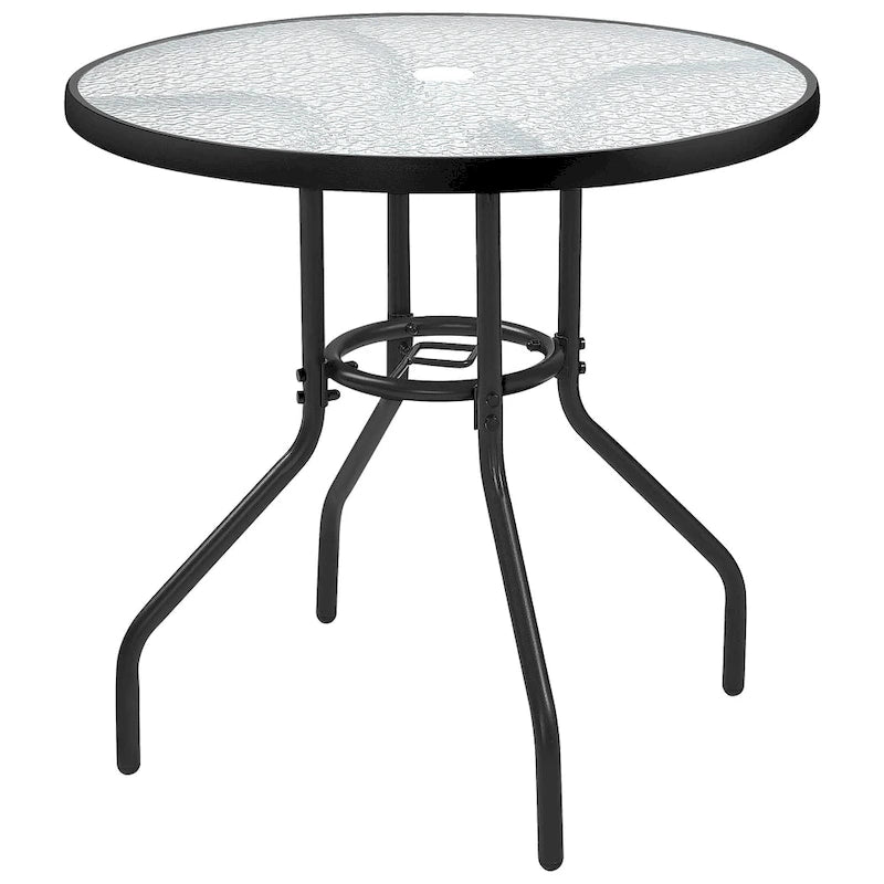 Yaheetech 31.5 Bistro Table Tempered Glass Top with Umbrella Hole