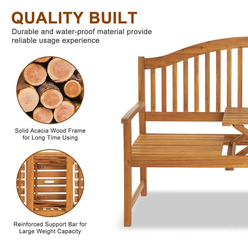 59 In Acacia Bench with Lift Table - N/A