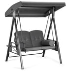 2-Person Metal Patio Swing with Canopy and Cushions - N/A