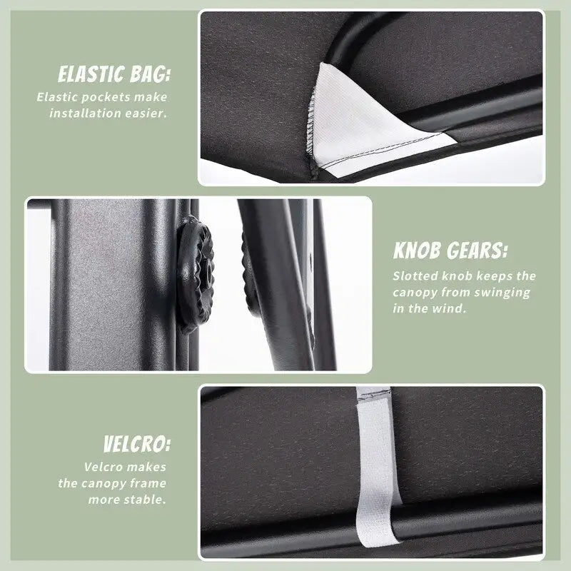 2-Person Metal Patio Swing with Canopy and Cushions - N/A