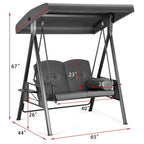 2-Person Metal Patio Swing with Canopy and Cushions - N/A