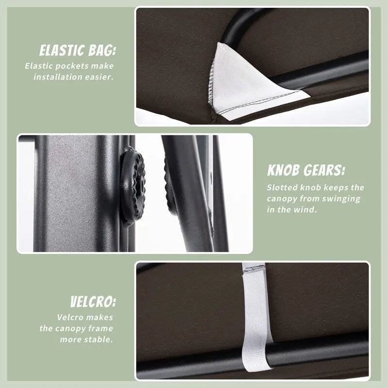 2-Person Metal Patio Swing with Canopy and Cushions - N/A