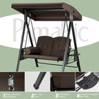 2-Person Metal Patio Swing with Canopy and Cushions - N/A