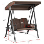 2-Person Metal Patio Swing with Canopy and Cushions - N/A