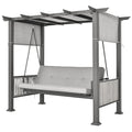 3-Person Outdoor Patio Gazebo Swing with Cushion