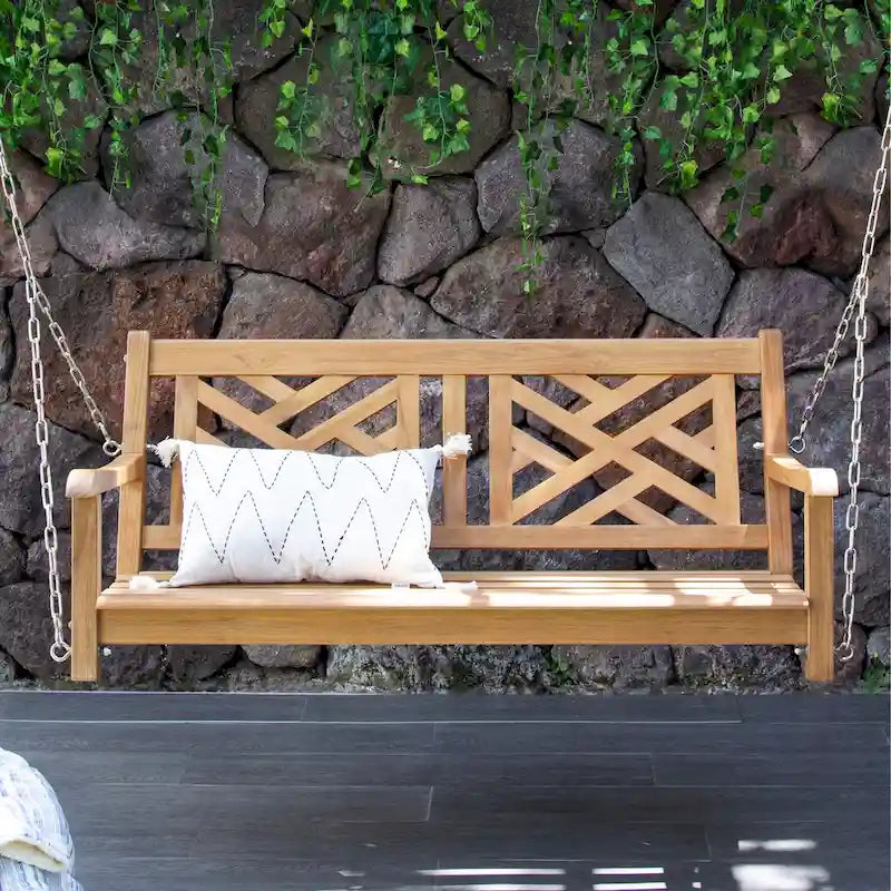 Balançoire de porche extérieure Cambridge Casual Isla en bois de teck