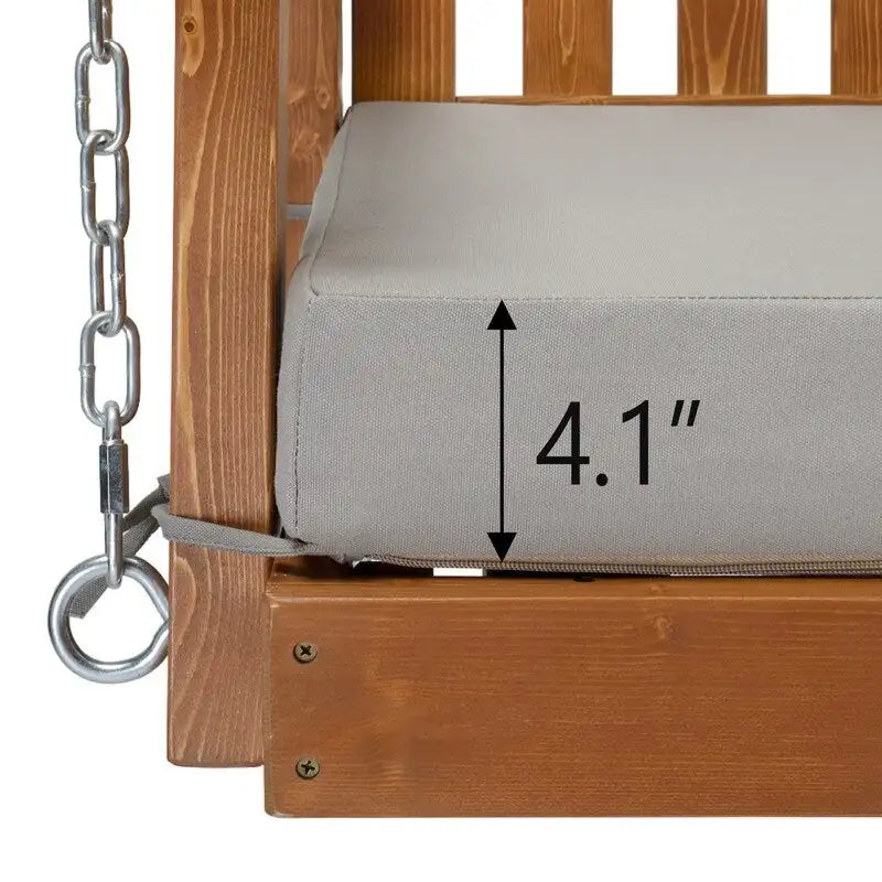 3-person Solid Wood Porch Swing with Cushion - N/A