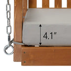 3-person Solid Wood Porch Swing with Cushion - N/A