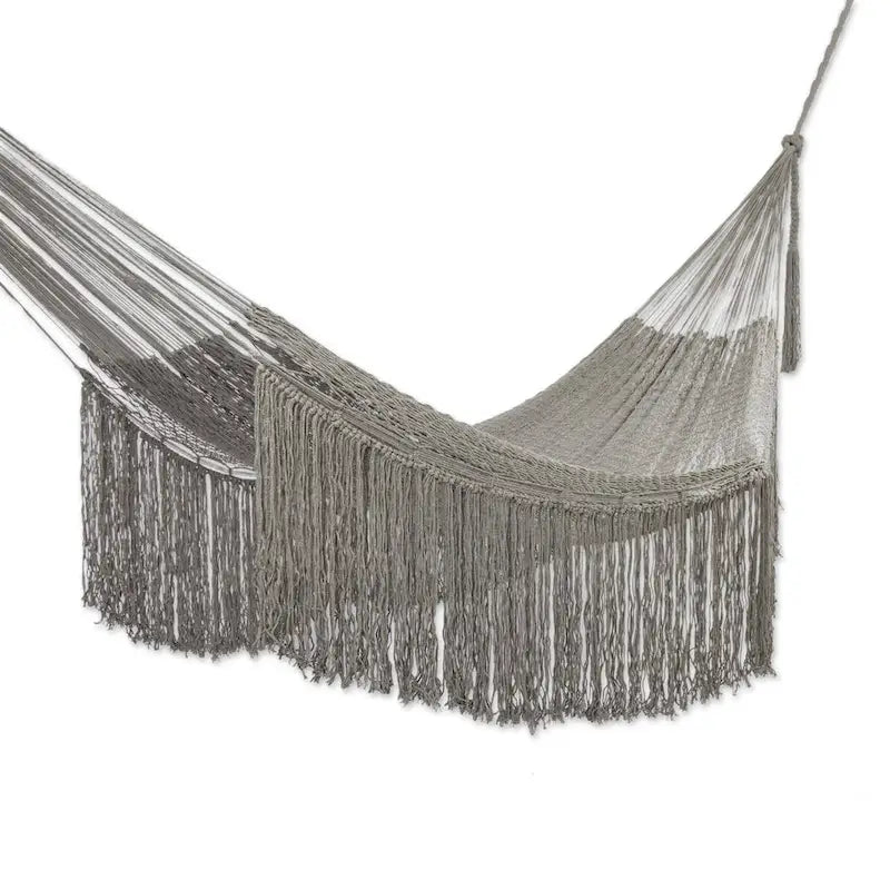 Novica Handmade Cascade In Grey Cotton Rope Hammock (Double)