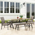 Outdoor 1 Table with Umbrella Hole, 2 Wicker Benches and 2 Armchairs