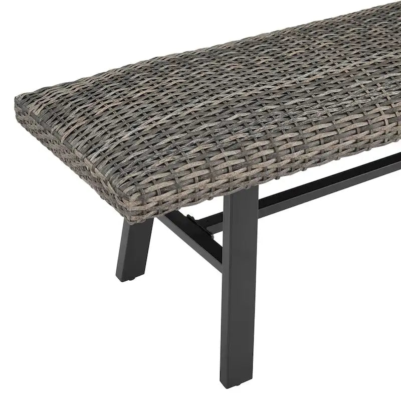 Outdoor 1 Table with Umbrella Hole, 2 Wicker Benches and 2 Armchairs